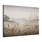 Wandbilder Gemälde einer Landschaft mit Gras und Blumen