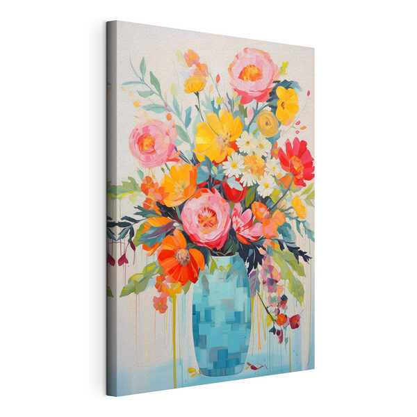 Gemälde mit Blumen in einer blauen Vase Wandbilder Gemälde mit Blumen in einer blauen Vase