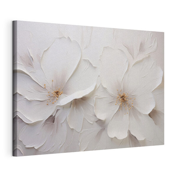 Wandbilder Wandbilder Kunstwerk mit weißen Blumen an einer Wand (Artikelnummer: s48796)