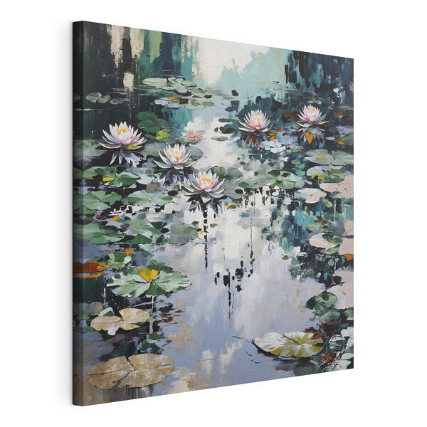 Wandbilder Gemälde mit Seerosenblättern und Blumen (Artikelnummer: s48814) Wandbilder Wandbilder Gemälde mit Seerosenblättern und Blumen (Artikelnummer: s48814)