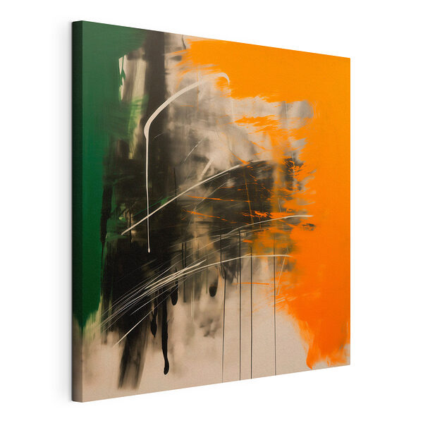Wandbilder Wandbilder Gemälde in den Farben Grün, Orange und Schwarz (Artikelnummer: s48866)