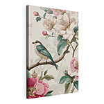 Wandbilder Vogel auf einem Ast mit Blumen