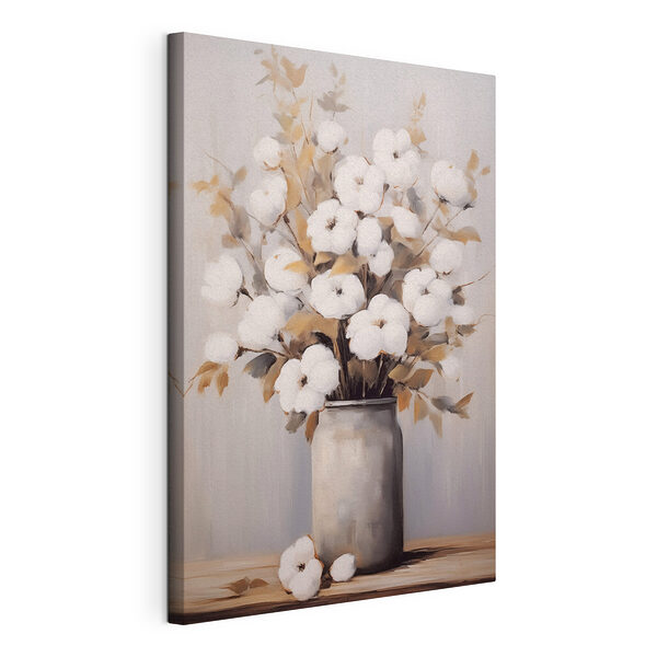 Wandbilder Gemälde von Baumwollblüten in einer Vase (Artikelnummer: s48946) Wandbilder Wandbilder Gemälde von Baumwollblüten in einer Vase (Artikelnummer: s48946)
