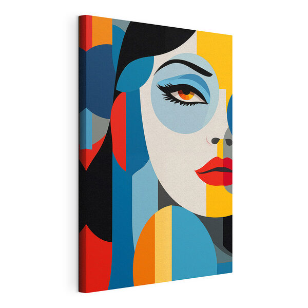 Wandbilder Das Gesicht einer Frau mit bunten Kreisen und roten Lippen (Artikelnummer: s48949) Wandbilder Wandbilder Das Gesicht einer Frau mit bunten Kreisen und roten Lippen (Artikelnummer: s48949)