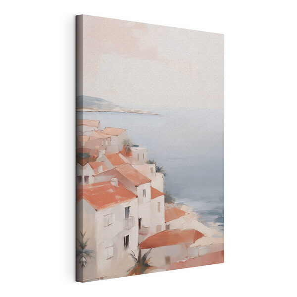 Wandbilder Aquarell einer Stadt am Meer