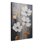 Wandbilder Elegante weiße Blumen vor dunklem Hintergrund