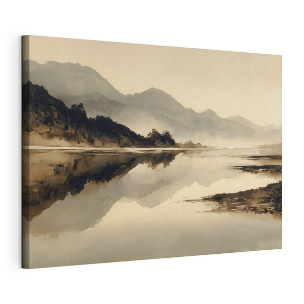Wandbilder Wandbilder Aquarellbild eines Sees mit Bergen im Hintergrund (Artikelnummer: s49185)