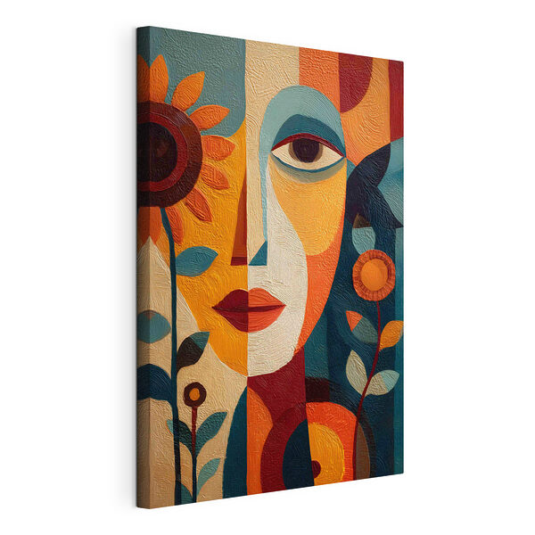 Wandbilder Gemälde, das das Gesicht einer Frau und Blumen zeigt (Artikelnummer: s49228) Wandbilder Wandbilder Gemälde, das das Gesicht einer Frau und Blumen zeigt (Artikelnummer: s49228)