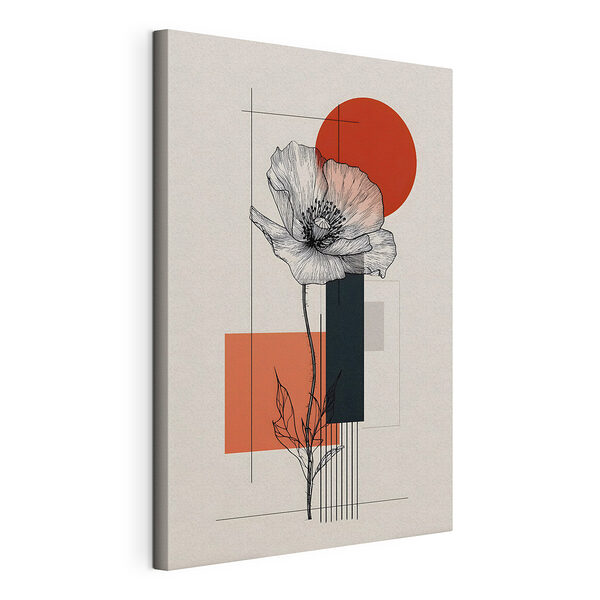 Blume mit Stiel und rotem Kreis Wandbilder Blume mit Stiel und rotem Kreis