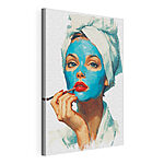 Wandbilder Frau mit einer blauen Maske im Gesicht