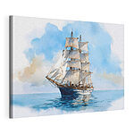 Wandbilder Aquarell eines Schiffes auf dem Meer