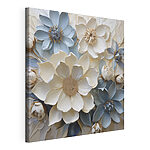 Wandbilder Gruppe aus weißen und blauen Blumen