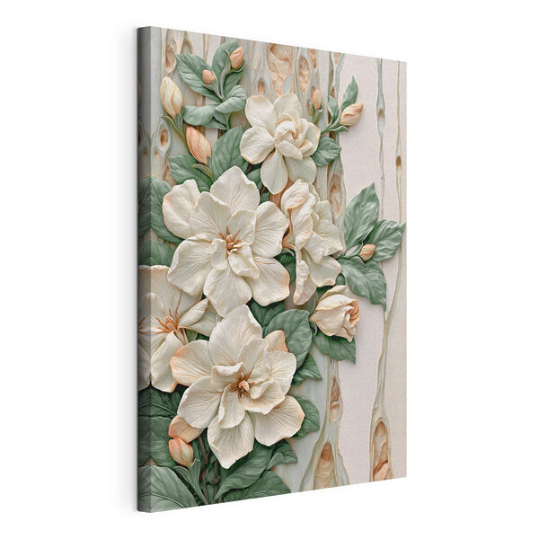 Wandbilder Wandbilder Gruppe weißer Blüten mit grünen Blättern (Artikelnummer: s50080)
