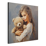 Wandbilder Mädchen mit einem Teddybären