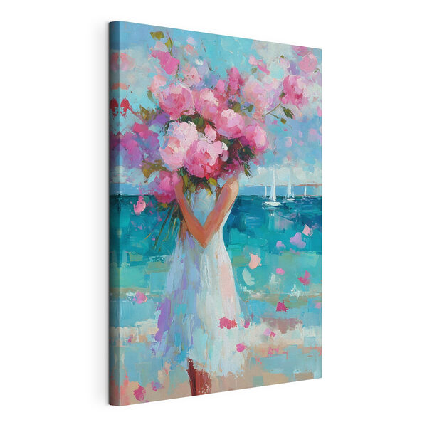 Wandbilder Wandbilder Gemälde einer Frau, die einen Blumenstrauß in der Hand hält (Artikelnummer: s49937)
