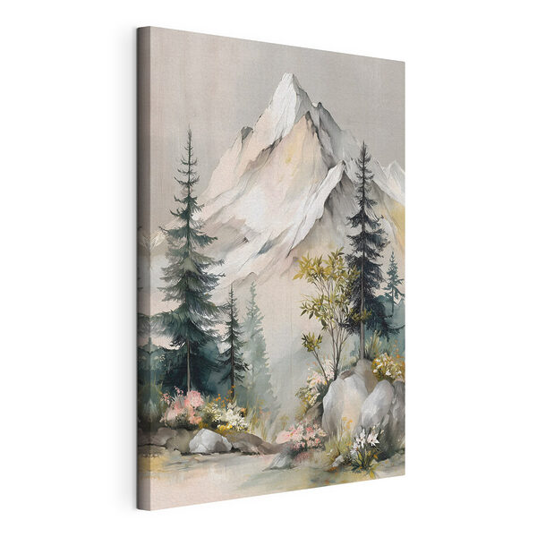 Wandbilder Wandbilder Gemälde eines Berges mit Bäumen und Blumen (Artikelnummer: s50153)