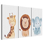 Modular canvas print Löwe mit einem blauen Ballon