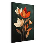 Wandbilder Gemälde von Blumen mit Blättern