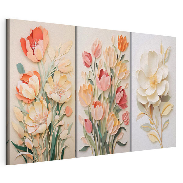 Modularer Leinwanddruck Collage aus Papierblumen