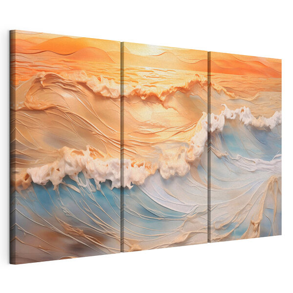 Modularer Leinwanddruck Ruhige Wellen in der Umarmung des Sonnenuntergangs