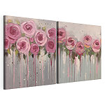 Modularer Leinwanddruck Gemälde mit rosa Blumen