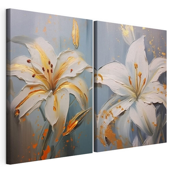 Modularer Leinwanddruck Gemälde mit weißen Blumen