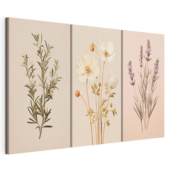 Modularer Leinwanddruck Gemälde mit weißen Blumen