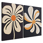 Modularer Leinwanddruck Verspielte Blumenmuster auf dunklem Hintergrund