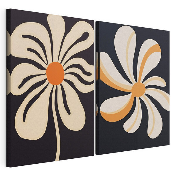 Modularer Leinwanddruck Modularer Leinwanddruck Verspielte Blumenmuster auf dunklem Hintergrund (Artikelnummer: m00512)