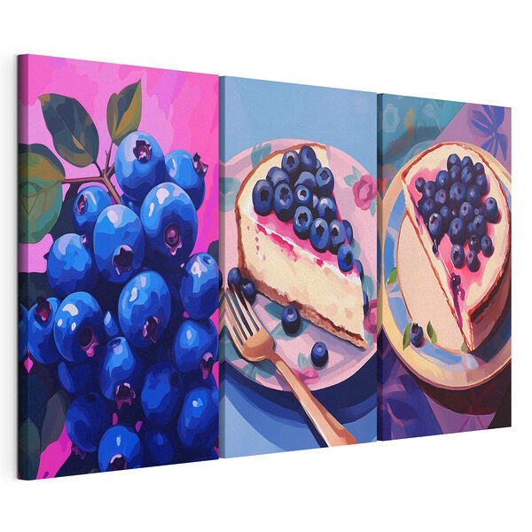 Modularer Leinwanddruck Collage aus Heidelbeeren