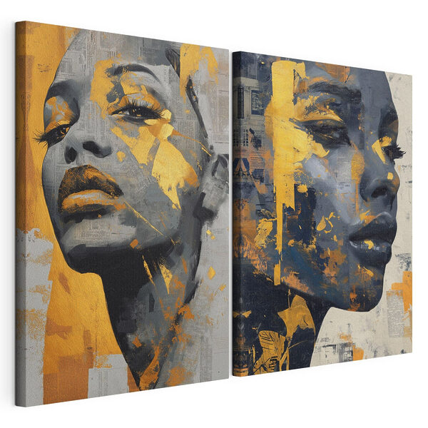 Modularer Leinwanddruck Collage des Gesichts einer Frau