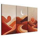 Modularer Leinwanddruck Bergkette mit Sonne und Wolken