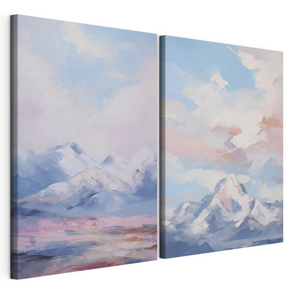 Modularer Leinwanddruck Gemälde von Bergen und Wolken