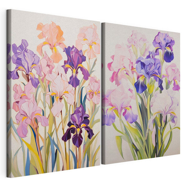 Gemälde mit Blumen auf weißem Hintergrund Modularer Leinwanddruck Gemälde mit Blumen auf weißem Hintergrund