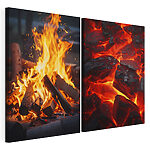 Modularer Leinwanddruck Collage aus Feuer und Kohlen