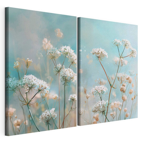Zarte Blüten in sanften Farbtönen Modularer Leinwanddruck Zarte Blüten in sanften Farbtönen