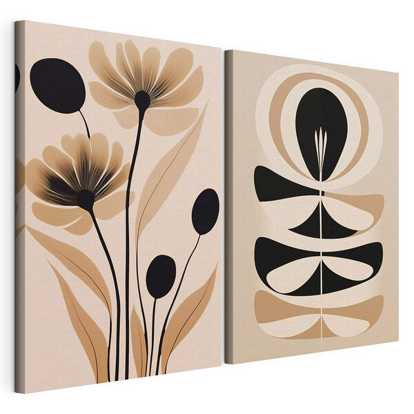 Modularer Leinwanddruck Modularer Leinwanddruck Elegantes, abstraktes Kunstdesign mit Blumenmotiven (Artikelnummer: m00773)