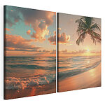 Modularer Leinwanddruck Palme am Strand