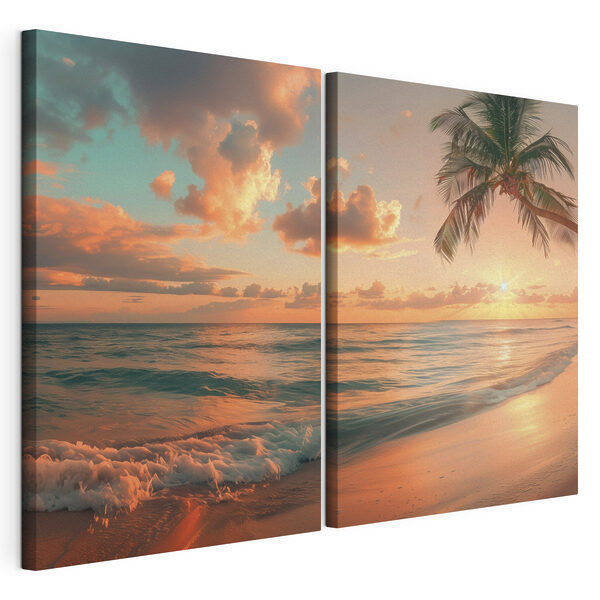 Modularer Leinwanddruck Palme am Strand