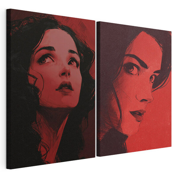 Modularer Leinwanddruck Collage des Gesichts einer Frau