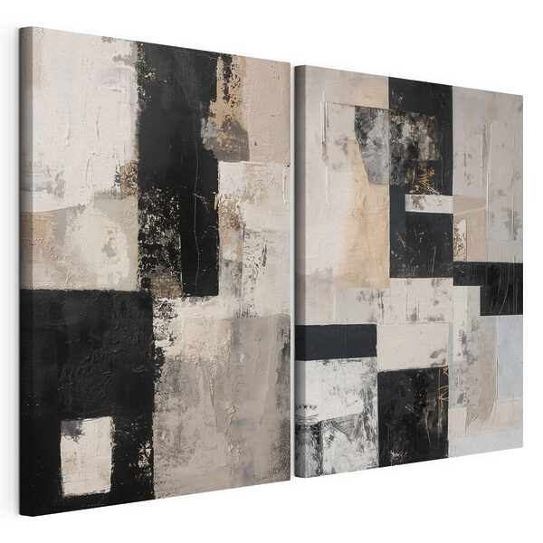 Collage aus Schwarz-Weiß-Kunstwerken Modularer Leinwanddruck Collage aus Schwarz-Weiß-Kunstwerken
