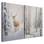 Modularer Leinwanddruck Rehe im Schnee