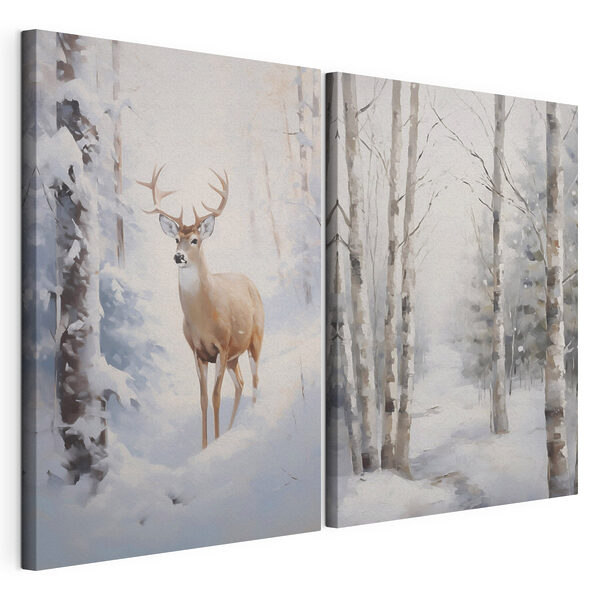 Modularer Leinwanddruck Rehe im Schnee (Artikelnummer: m00836) Modularer Leinwanddruck Modularer Leinwanddruck Rehe im Schnee (Artikelnummer: m00836)