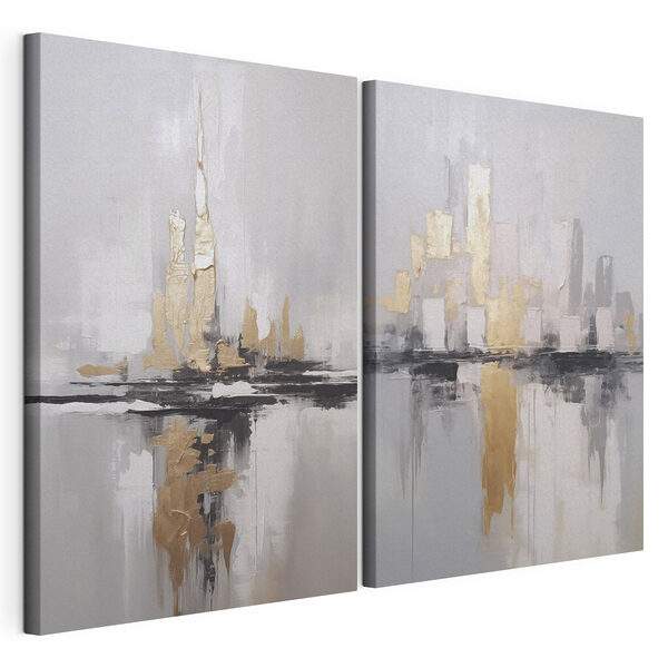 Gemälde einer Stadt-Skyline Modularer Leinwanddruck Gemälde einer Stadt-Skyline