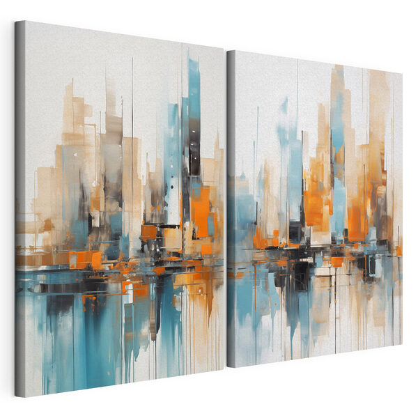 Gemälde einer Stadt Modularer Leinwanddruck Gemälde einer Stadt