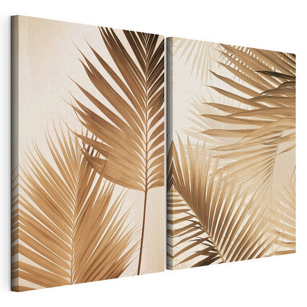 Modularer Leinwanddruck Die ruhigen Palmblattmuster der Natur