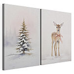 Modularer Leinwanddruck Rehe im Schnee