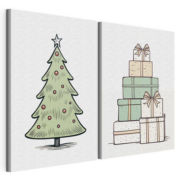Modularer Leinwanddruck Weihnachtsbaum und Geschenke (Artikelnummer: m00953) Modularer Leinwanddruck Modularer Leinwanddruck Weihnachtsbaum und Geschenke (Artikelnummer: m00953)