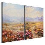 Modularer Leinwanddruck Gemälde einer Landschaft mit Blumen
