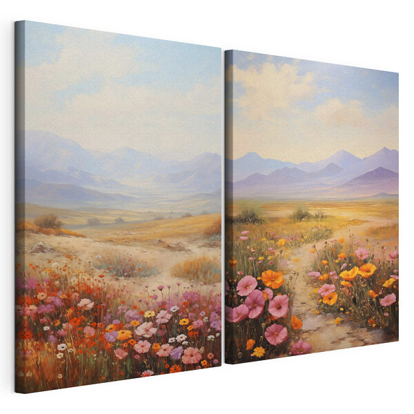 Modularer Leinwanddruck Gemälde einer Landschaft mit Blumen (Artikelnummer: m01003) Modularer Leinwanddruck Modularer Leinwanddruck Gemälde einer Landschaft mit Blumen (Artikelnummer: m01003)
